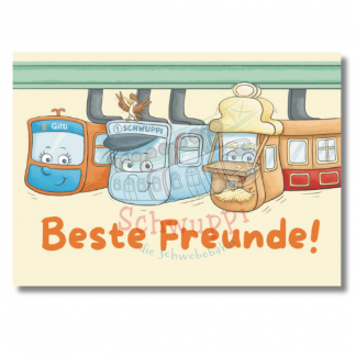 Postkarte Schwuppi die Schwebebahn mit Gitti und Kaiserwagen Beste Freunde